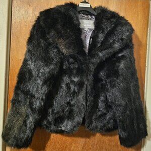 Vintage Dennis Basso Platinum Collection Small Black Fox Faux Fur Coat